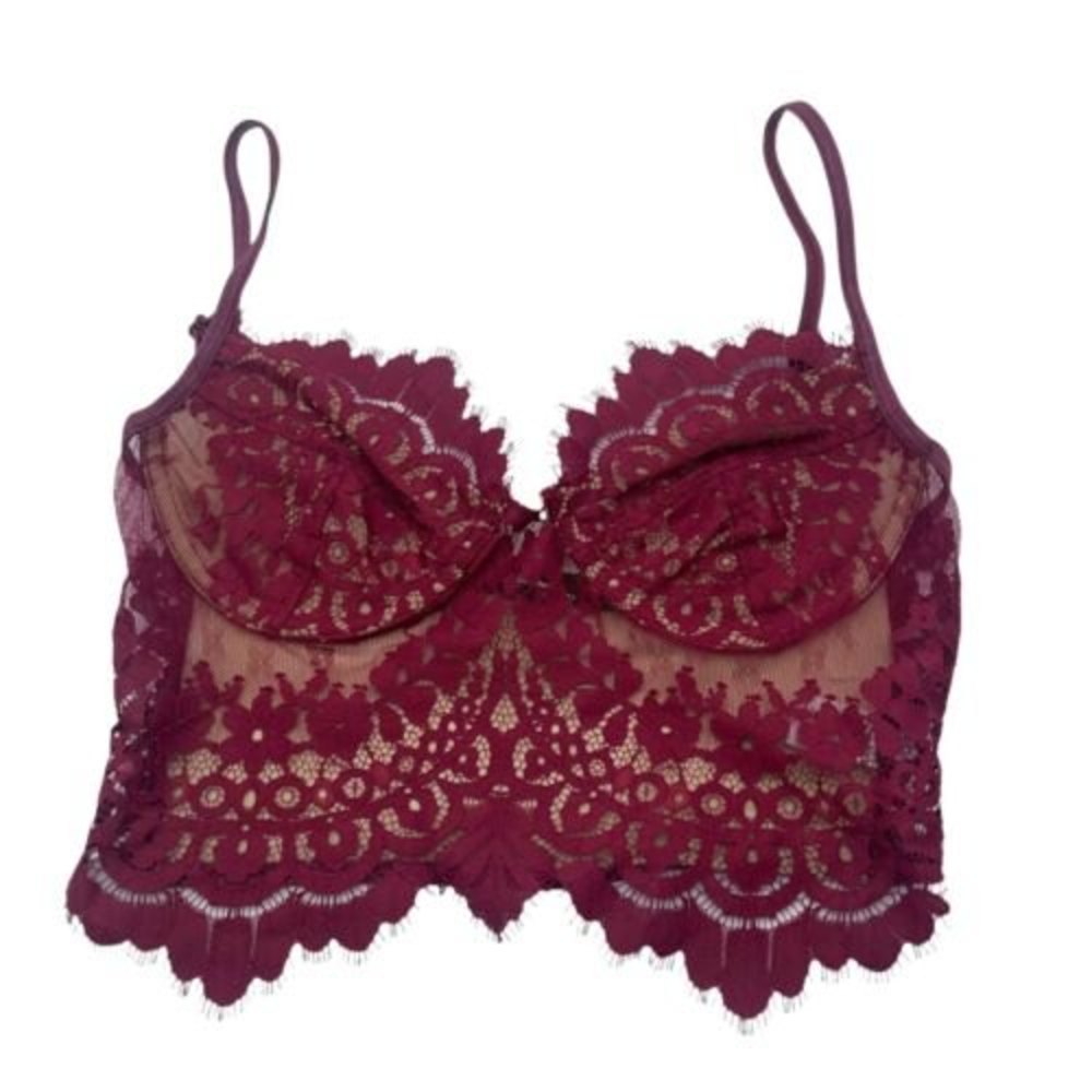 For Love And Lemons Skivvies Women’s Size XS Burgundy Lace Underwire Bra